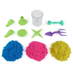 Kinetic Sand, Set Gioco Squish N' Create, Sabbia Colorata In 3 Variazioni, Sabbia Cinetica 382 G, 5 Accessori Per Modellare La Sabbia, Giocattoli Per Bambini E Bambine 3 Anni