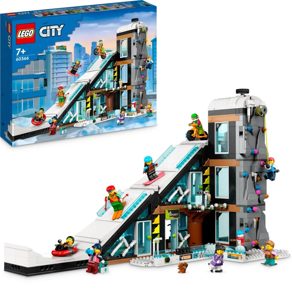 Lego City 60366 Centro Sci E Arrampicata, Modular Building Set A 3 Livelli Con Pista E 8 Minifigure, Regalo Per Bambini 7+