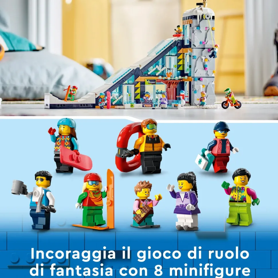 Lego City 60366 Centro Sci E Arrampicata, Modular Building Set A 3 Livelli Con Pista E 8 Minifigure, Regalo Per Bambini 7+