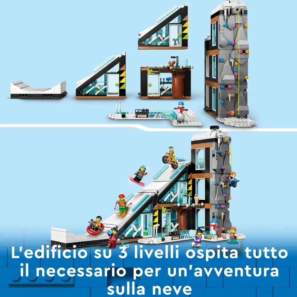 Lego City 60366 Centro Sci E Arrampicata, Modular Building Set A 3 Livelli Con Pista E 8 Minifigure, Regalo Per Bambini 7+