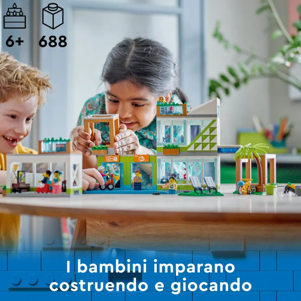Lego City 60365 Condomini, Modular Building Set Con Stanze Combinabili E 6 Minifigure, Regalo Di Compleanno Per Bambini 6+ Anni