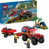 Lego City 60412 Fuoristrada Antincendio E Gommone Di Salvataggio, Camion Dei Pompieri Giocattolo, Giochi Per Bambini 5+ Anni