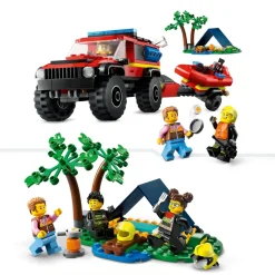 Lego City 60412 Fuoristrada Antincendio E Gommone Di Salvataggio, Camion Dei Pompieri Giocattolo, Giochi Per Bambini 5+ Anni