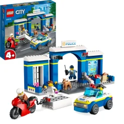 Lego City 60370 Inseguimento Alla Stazione Di Polizia, Macchina E Moto Giocattolo, Minifigure E Cane, Giochi Per Bambini 4+