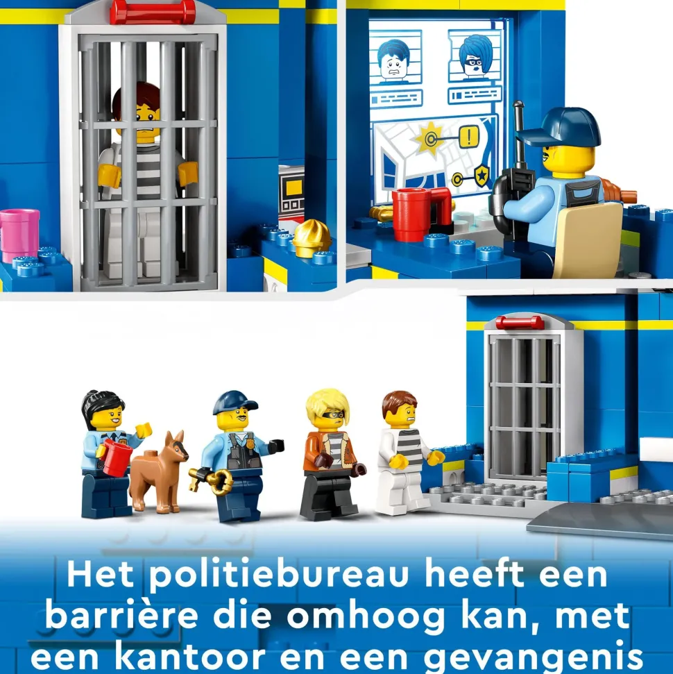 Lego City 60370 Inseguimento Alla Stazione Di Polizia, Macchina E Moto Giocattolo, Minifigure E Cane, Giochi Per Bambini 4+