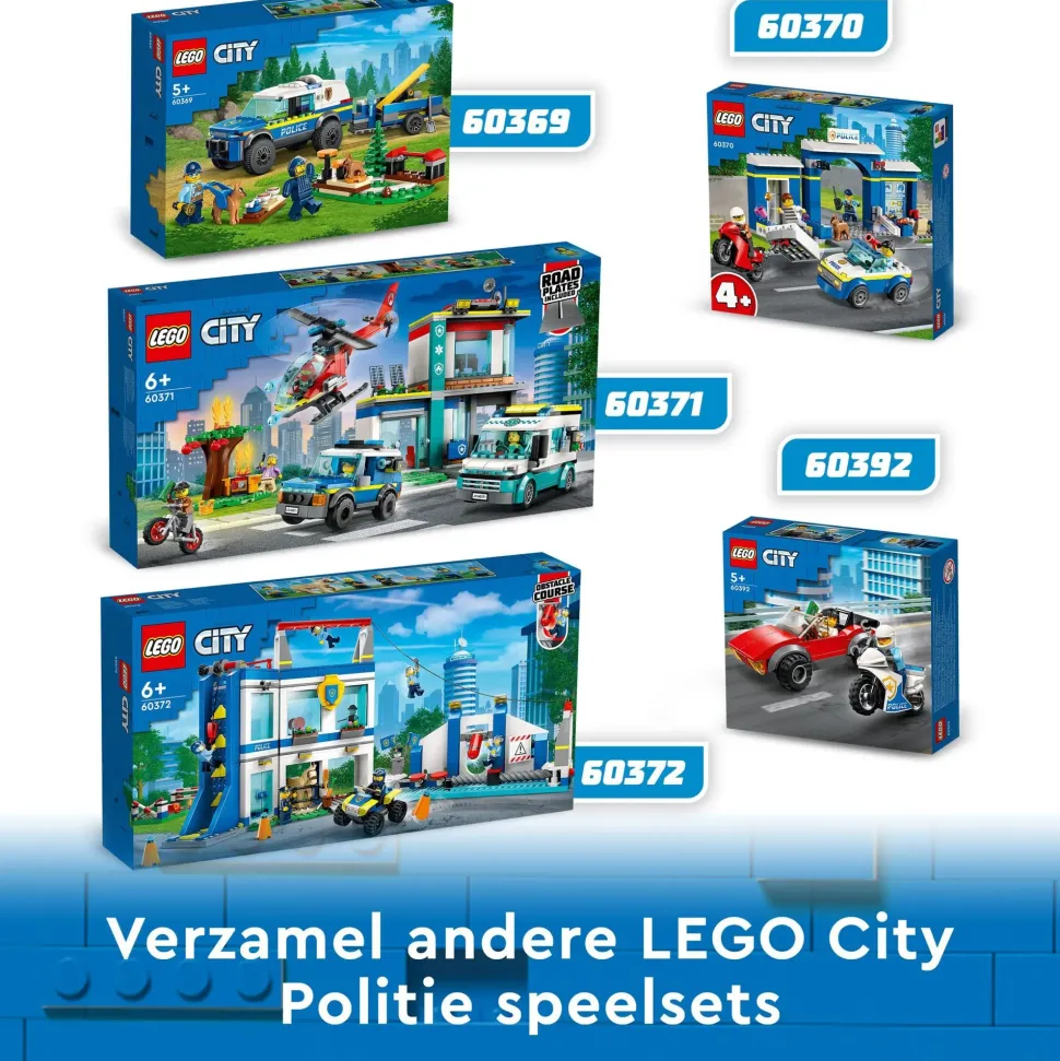Lego City 60370 Inseguimento Alla Stazione Di Polizia, Macchina E Moto Giocattolo, Minifigure E Cane, Giochi Per Bambini 4+
