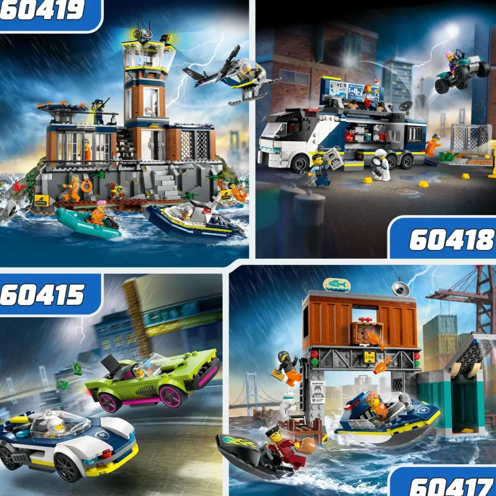 Lego City 60415 Inseguimento Della Macchina Da Corsa, 2 Modellini Di Auto Della Polizia, Giocattolo Per Bambini Di 6+ Anni