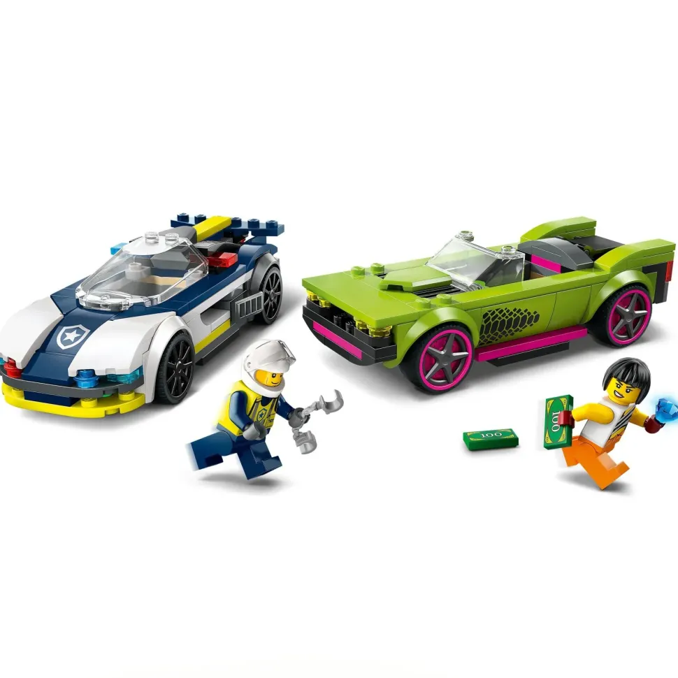 Lego City 60415 Inseguimento Della Macchina Da Corsa, 2 Modellini Di Auto Della Polizia, Giocattolo Per Bambini Di 6+ Anni