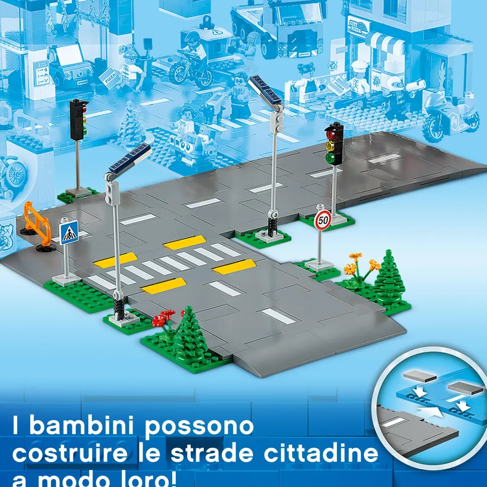 Lego City 60304 Piattaforme Stradali, Set Basi Con Lampioni Fosforescenti, Semafori Giocattolo, Cartelli E Segnaletica, Toys Center