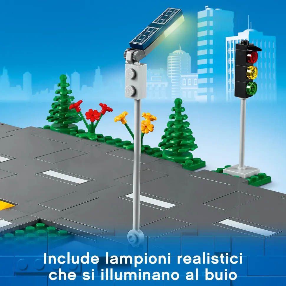 Lego City 60304 Piattaforme Stradali, Set Basi Con Lampioni Fosforescenti, Semafori Giocattolo, Cartelli E Segnaletica, Toys Center