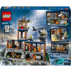 Lego City 60419 Prigione Sull'Isola Della Polizia, Giocattolo Ricco Di Funzioni Con Elicottero, Barca, Gommone E 7 Minifigure