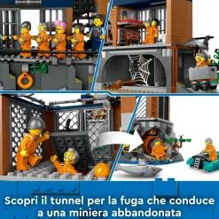 Lego City 60419 Prigione Sull'Isola Della Polizia, Giocattolo Ricco Di Funzioni Con Elicottero, Barca, Gommone E 7 Minifigure