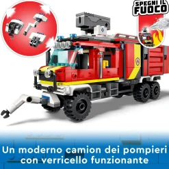 Lego City Fire 60374 Autopompa Dei Vigili Del Fuoco, Unita Di Comando Pompieri, Camion Giocattolo E Droni, Giochi Per Bambini