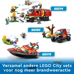 Lego City Fire 60374 Autopompa Dei Vigili Del Fuoco, Unita Di Comando Pompieri, Camion Giocattolo E Droni, Giochi Per Bambini