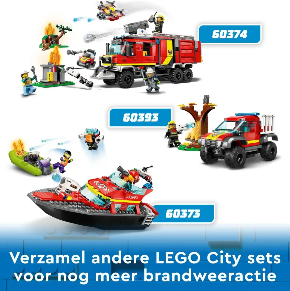 Lego City Fire 60374 Autopompa Dei Vigili Del Fuoco, Unita Di Comando Pompieri, Camion Giocattolo E Droni, Giochi Per Bambini
