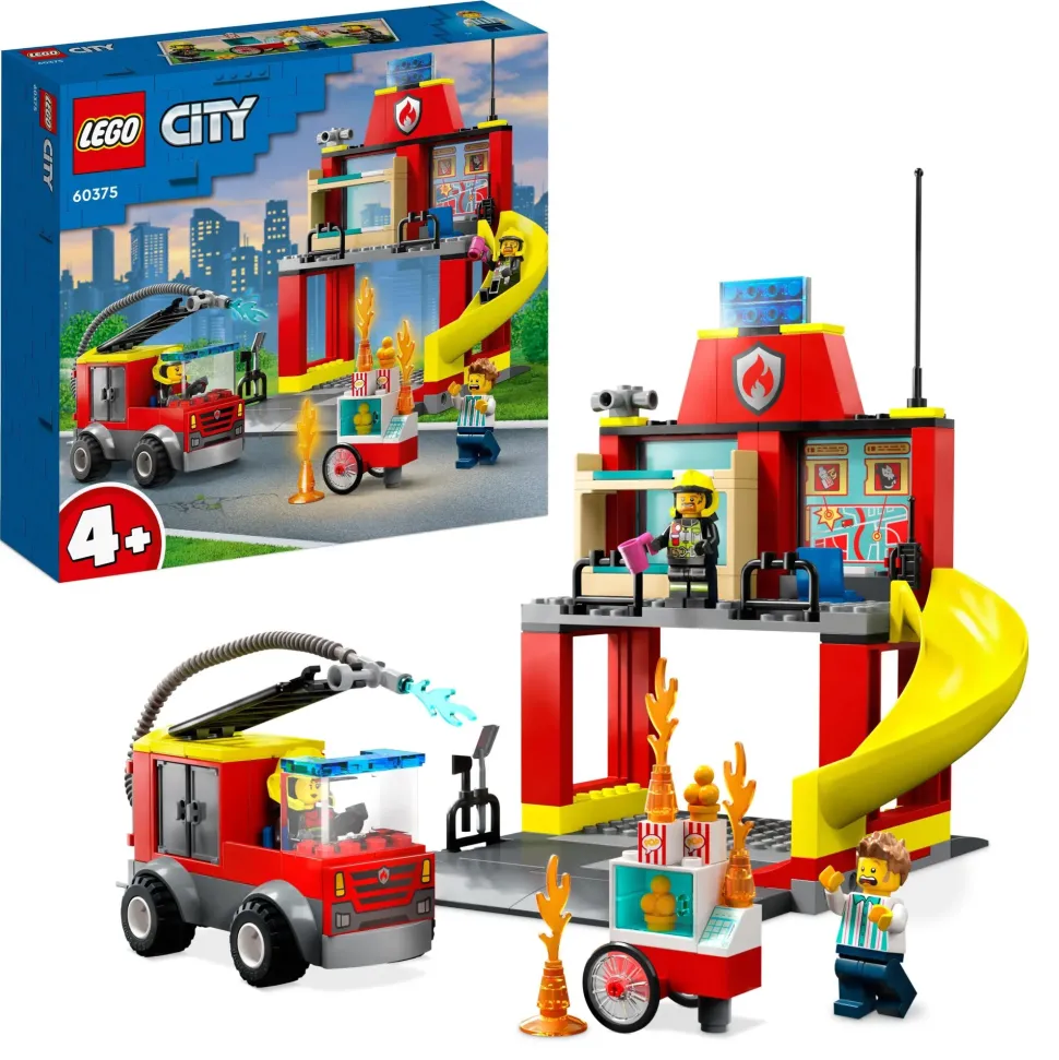 Lego City Fire 60375 Caserma Dei Pompieri E Autopompa, Camion Giocattolo Dei Vigili Del Fuoco, Giochi Per Bambini, Idee Regalo