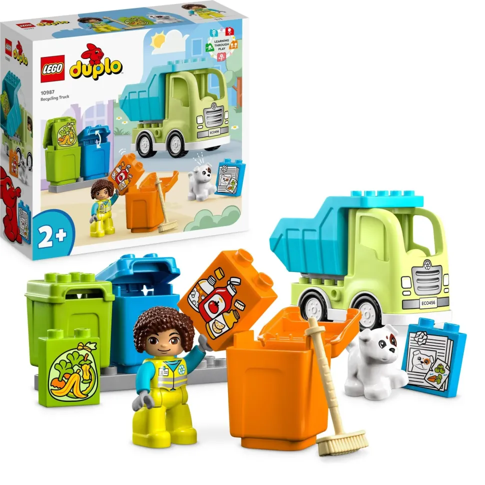 Lego Duplo 10987 Camion Riciclaggio Rifiuti, Camion Spazzatura Giocattolo, Gioco Educativo Per Bambini, Raccolta Differenziata