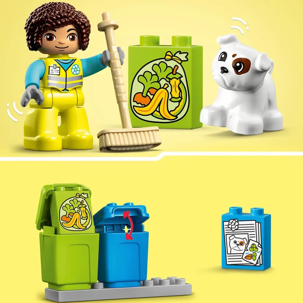 Lego Duplo 10987 Camion Riciclaggio Rifiuti, Camion Spazzatura Giocattolo, Gioco Educativo Per Bambini, Raccolta Differenziata