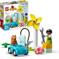 Lego Duplo Town 10985 Turbina Eolica E Auto Elettrica, Macchina Giocattolo, Giochi Educativi Per Bambini, Set Vita Sostenibile
