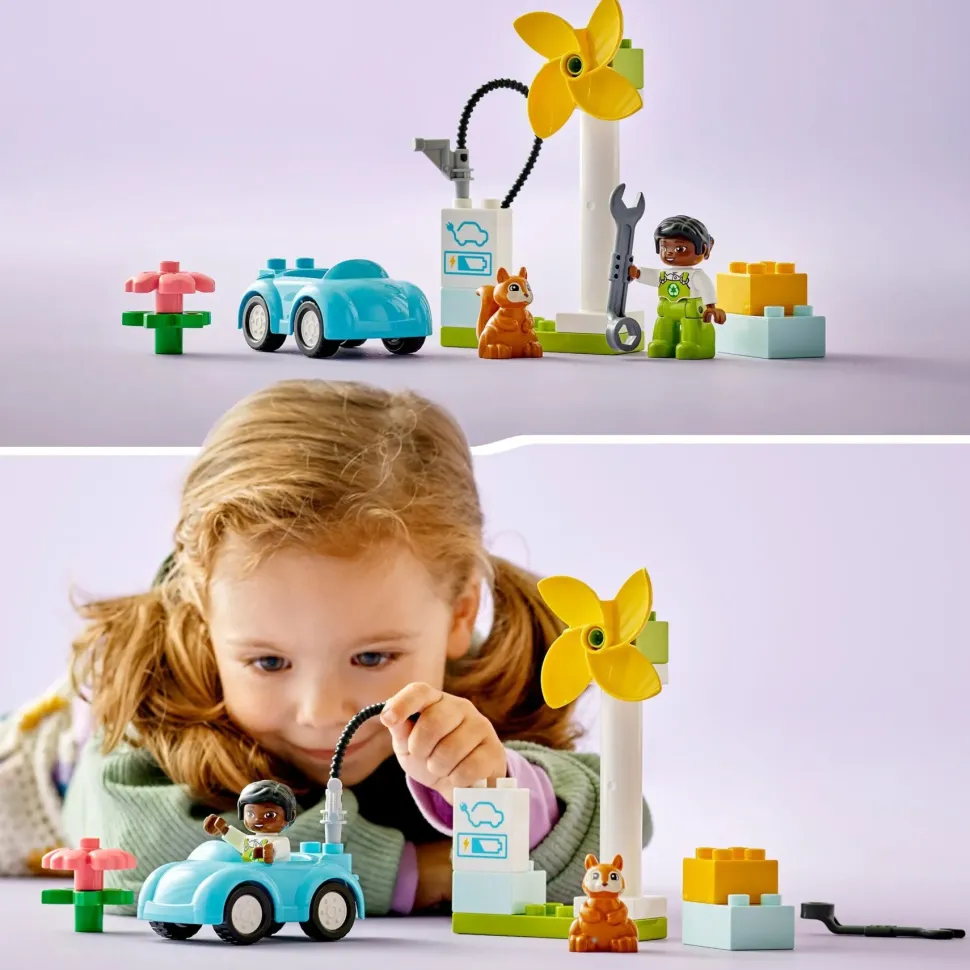 Lego Duplo Town 10985 Turbina Eolica E Auto Elettrica, Macchina Giocattolo, Giochi Educativi Per Bambini, Set Vita Sostenibile