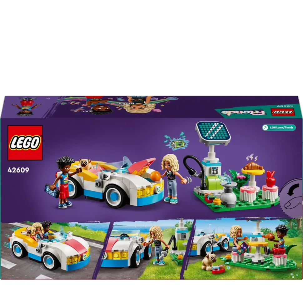 Lego Friends 42609 Auto Elettrica E Caricabatterie, Giochi Per Bambini Di 6+ Anni Con Macchina Giocattolo E 2 Mini Bamboline