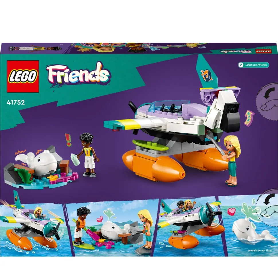 Lego Friends 41752 Idrovolante Di Salvataggio, Aereo Giocattolo Soccorso Animali Con Balena E Mini Bamboline Per Bambini 6+