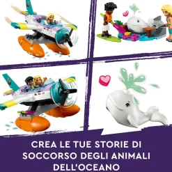 Lego Friends 41752 Idrovolante Di Salvataggio, Aereo Giocattolo Soccorso Animali Con Balena E Mini Bamboline Per Bambini 6+