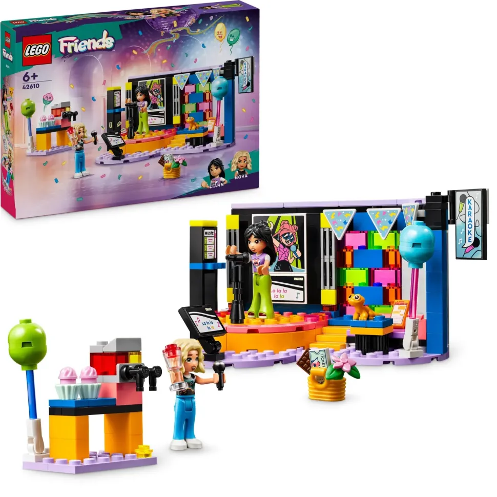 Lego Friends 42610 Karaoke Party, Giochi Musicali Per Bambini Di 6+ Anni Con Palco Girevole E 2 Mini Bamboline Di Liann E Nova