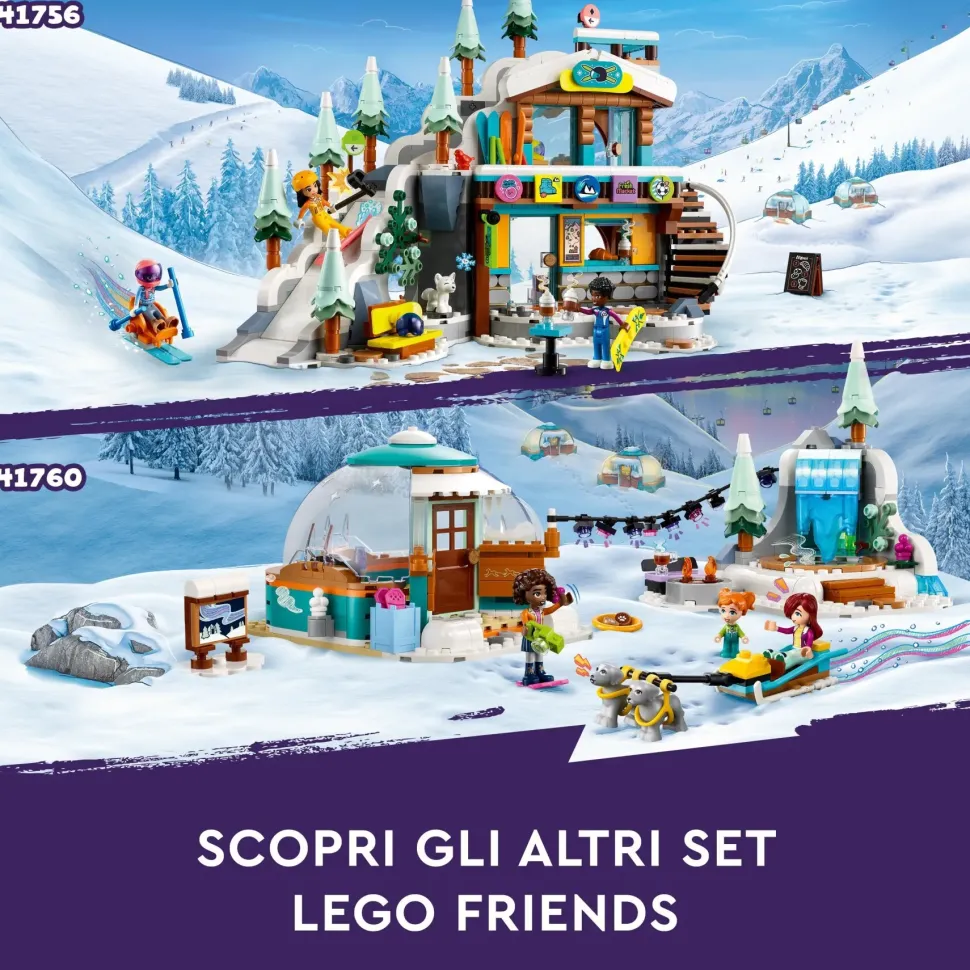 Lego Friends 41760 Vacanza In Igloo Con Tenda Da Campeggio, 2 Cani Da Slitta E Mini Bamboline, Giochi Per Bambine E Bambini