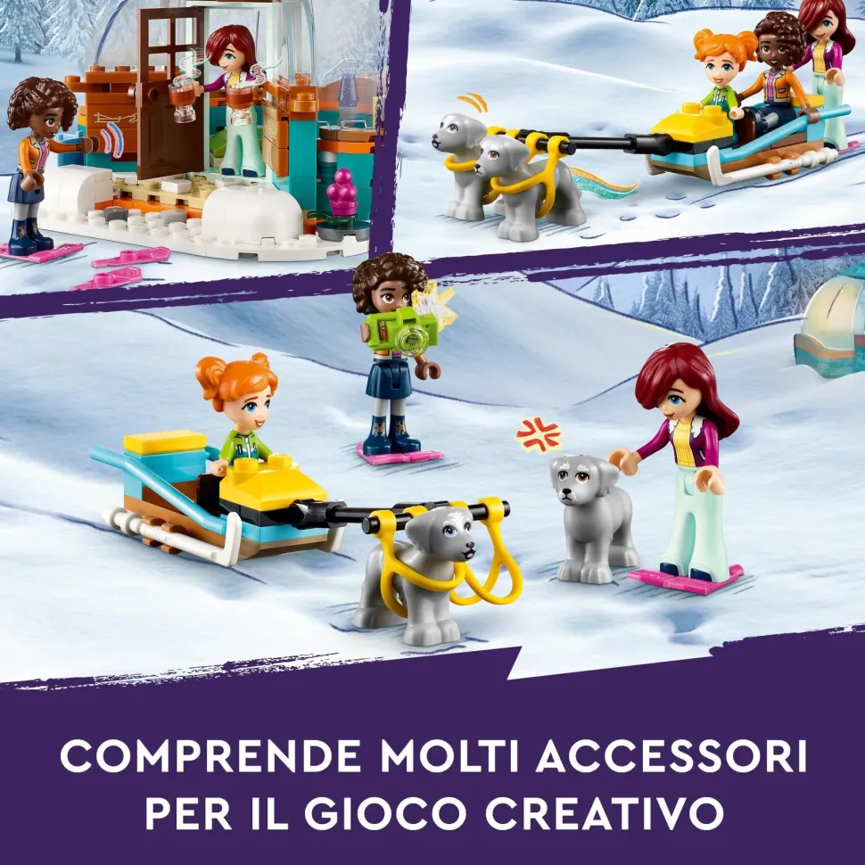 Lego Friends 41760 Vacanza In Igloo Con Tenda Da Campeggio, 2 Cani Da Slitta E Mini Bamboline, Giochi Per Bambine E Bambini