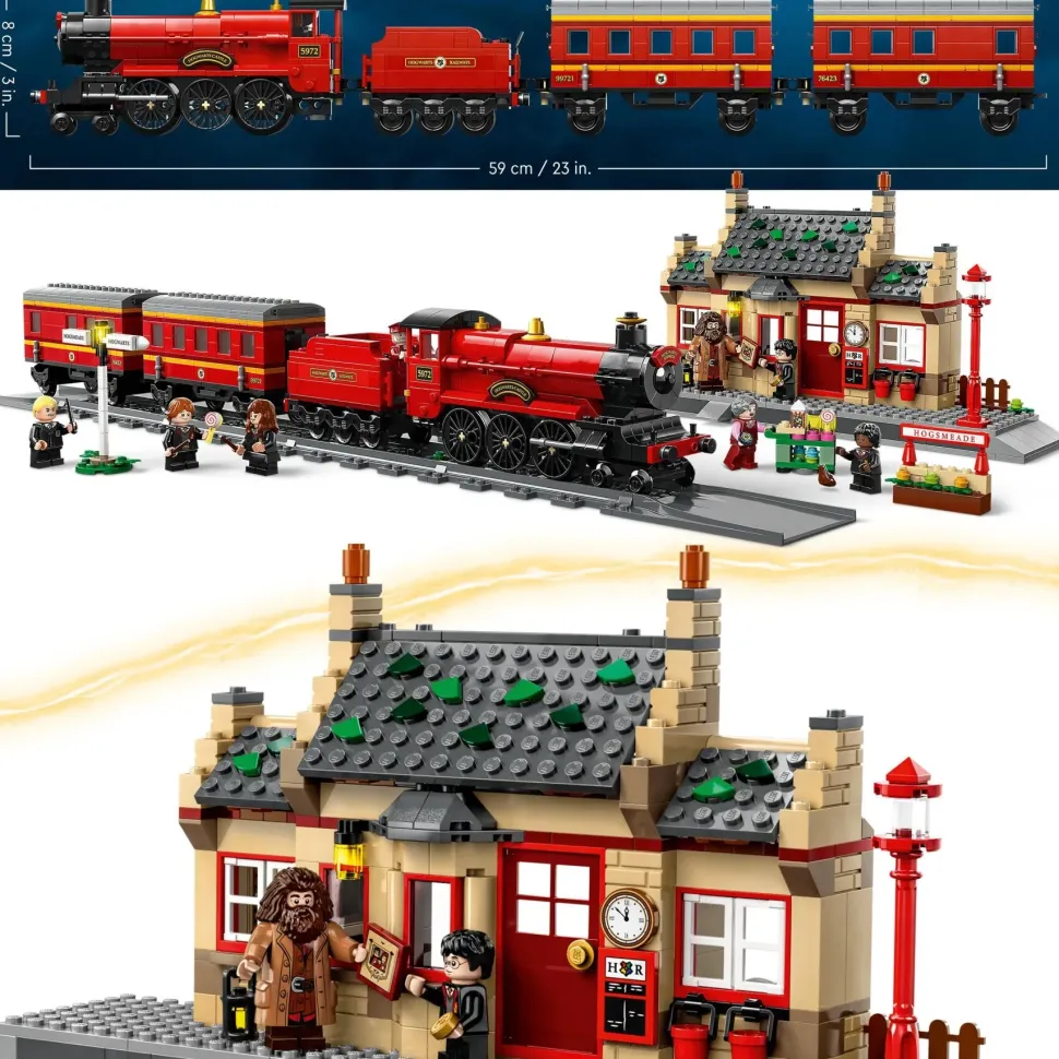 Lego Harry Potter 76423 Espresso Per Hogwarts E Stazione Di Hogsmeade Con Treno Giocattolo, Binari, Biglietteria, 8 Minifigure