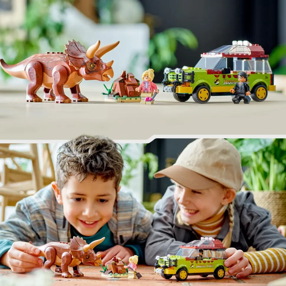 Lego Jurassic Park 76959 La Ricerca Del Triceratopo, Dinosauro Giocattolo Per Bambini 8+ Anni, Collezione 30° Anniversario