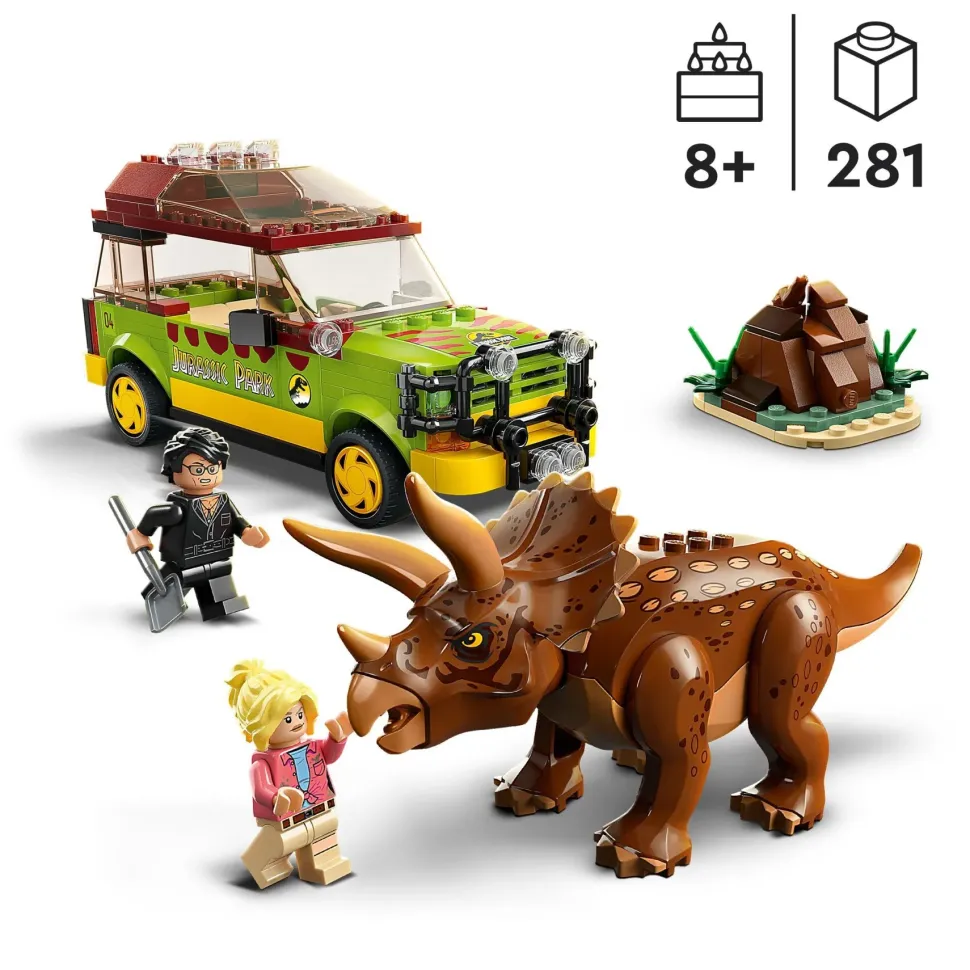 Lego Jurassic Park 76959 La Ricerca Del Triceratopo, Dinosauro Giocattolo Per Bambini 8+ Anni, Collezione 30° Anniversario