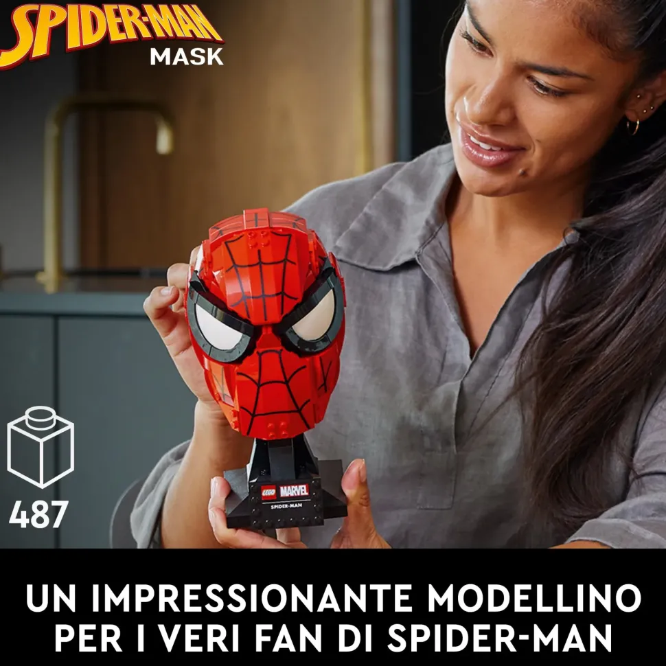 Lego Marvel 76285 Maschera Di Spider-Man, Modellino Da Costruire Del Supereroe, Regalo Per Adulti, Uomo, Donna, Papa E Mamma