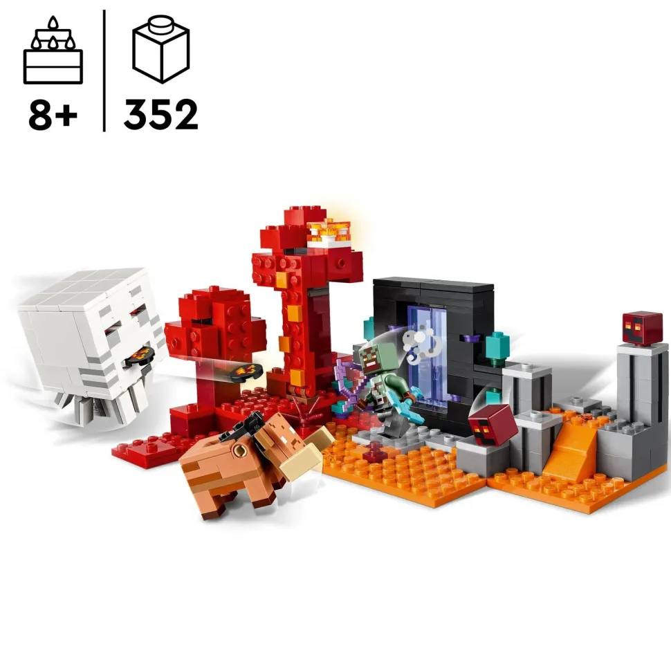 Lego Minecraft 21255 Agguato Nel Portale Del Nether, Gioco Per Bambini Di 8+ Anni, Set Con Scene Di Battaglia E Personaggi