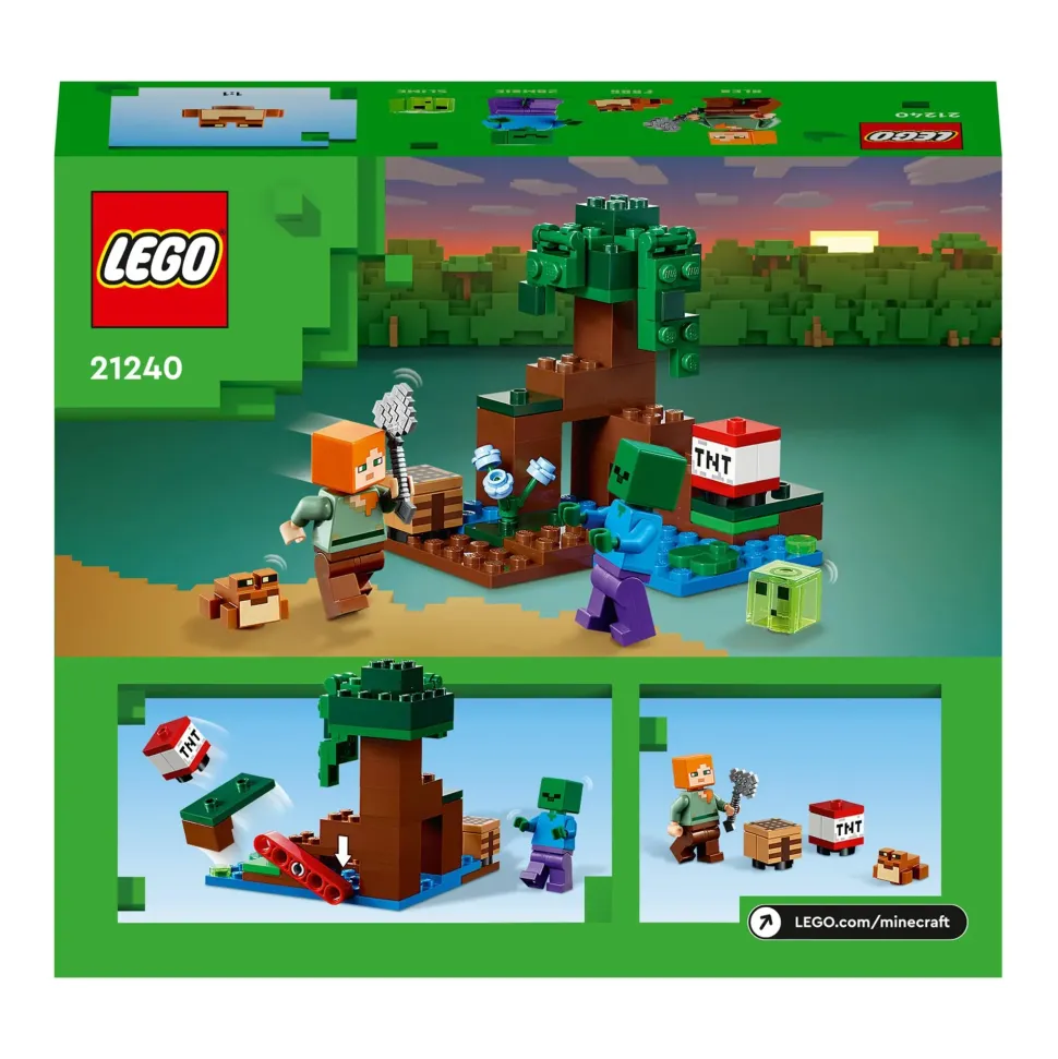 Lego Minecraft 21240 Avventura Nella Palude, Modellino Da Costruire Con Personaggi Di Alex E Zombie, Giochi Per Bambini
