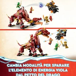 Lego Ninjago 71793 Dragone Di Lava Transformer Heatwave, Serie Dragons Rising Con Drago Giocattolo E Minifigure, Giochi Ninja