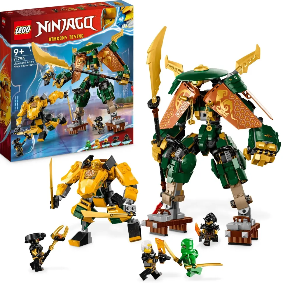 Lego Ninjago 71794 Team Mech Ninja Di Lloyd E Arin, Set Con 2 Action Figure Combinabili E 5 Minifigure, Giochi Per Bambini 9+