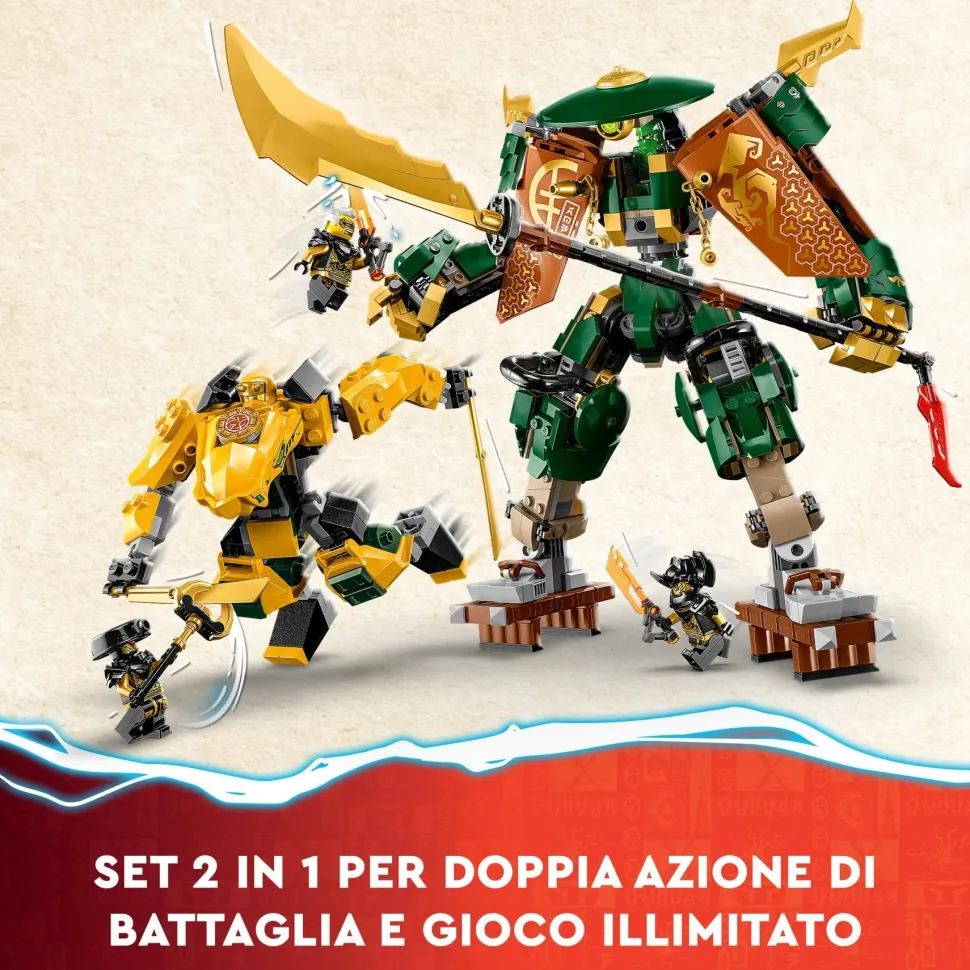 Lego Ninjago 71794 Team Mech Ninja Di Lloyd E Arin, Set Con 2 Action Figure Combinabili E 5 Minifigure, Giochi Per Bambini 9+