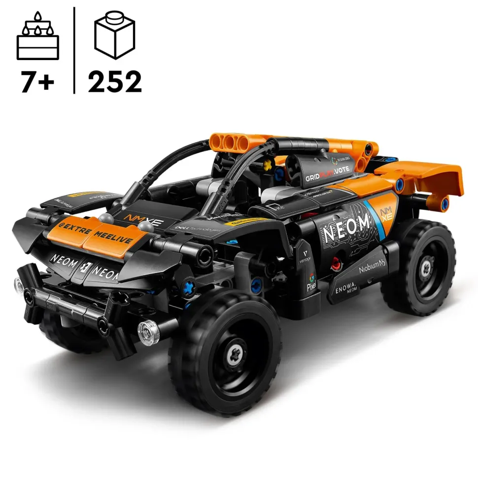 Lego Technic 42166 Neom Mclaren Extreme E Race Car, Macchina Giocattolo Con Funzione Pull-Back, Giochi Per Bambini Di 7+ Anni