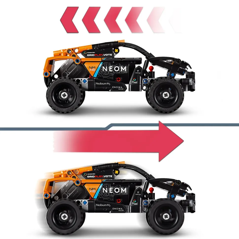 Lego Technic 42166 Neom Mclaren Extreme E Race Car, Macchina Giocattolo Con Funzione Pull-Back, Giochi Per Bambini Di 7+ Anni