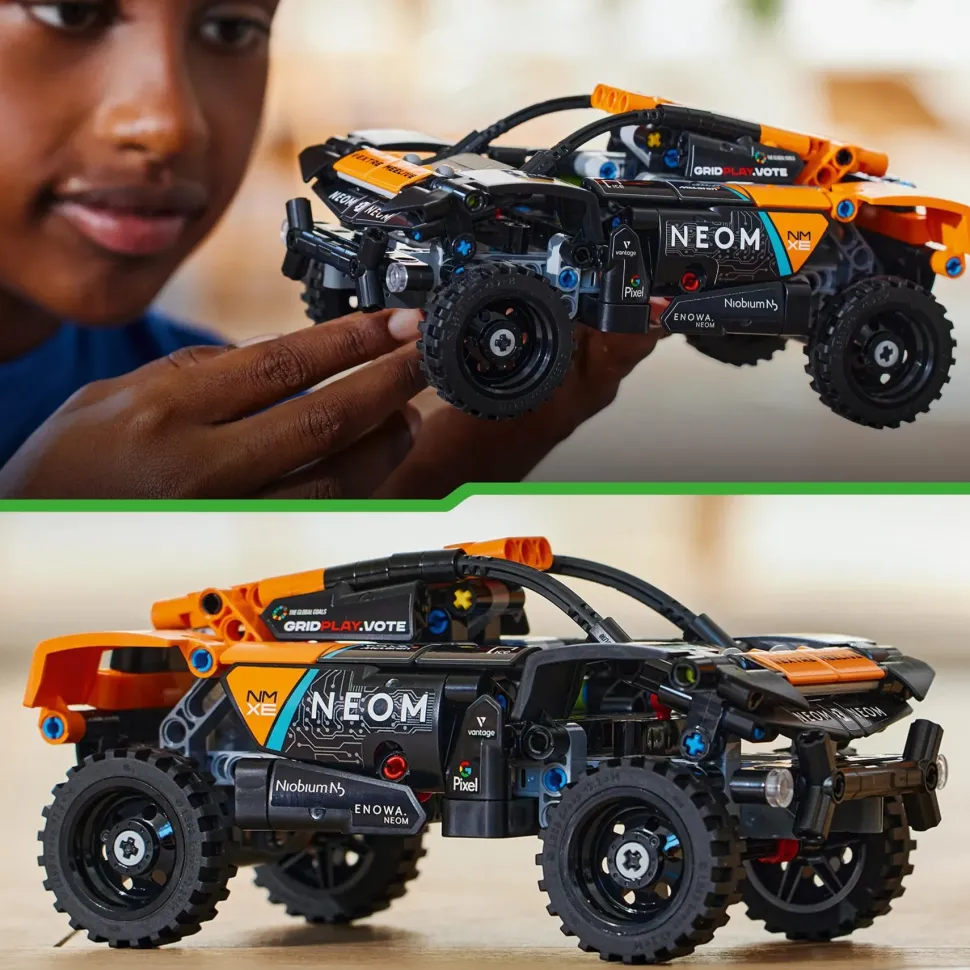 Lego Technic 42166 Neom Mclaren Extreme E Race Car, Macchina Giocattolo Con Funzione Pull-Back, Giochi Per Bambini Di 7+ Anni