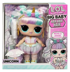 Lol Surprise Big Baby Hair Hair Hair Bambola Grande Unicorn Bambola Da 28Cm Con 14 Sorprese Tra Cui Accessori Da Condividere E Capelli Veri