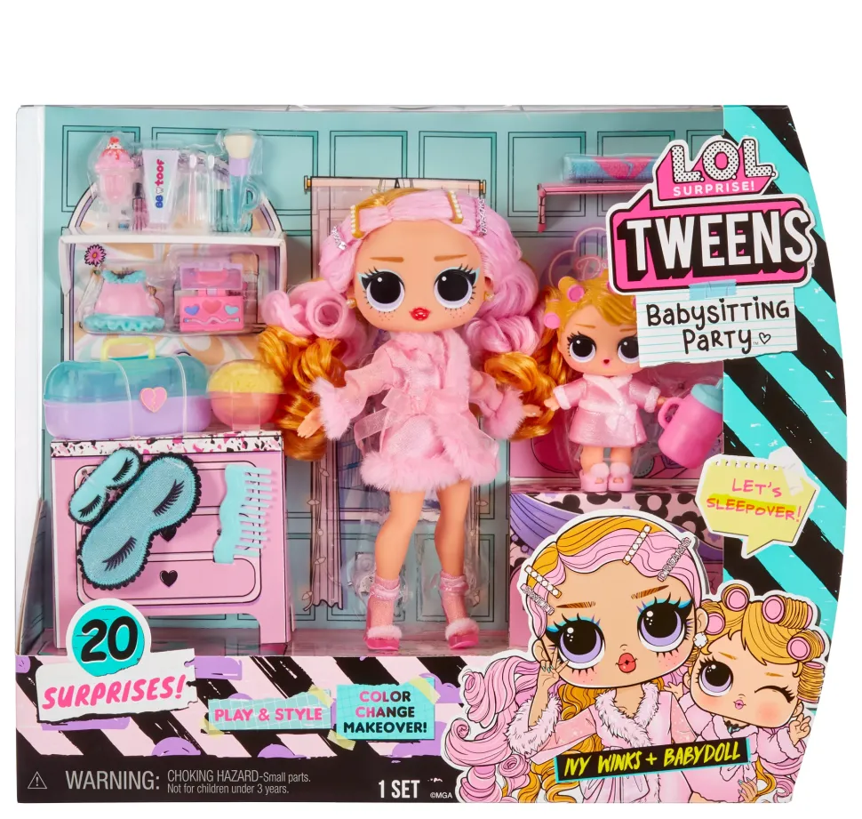 Lol Surprise Tween Babysitter Sleepover Party Ivy Winks E Babydoll Scopri 20 Sorprese Include 2 Bambole Con Funzione Di Cambio Colore
