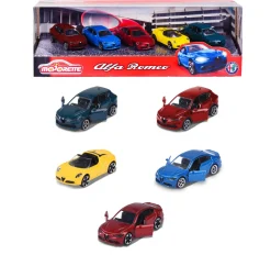 Majorette Giftpack Alfa Romeo, 5 Modelli Esclusivi In Metallo Pressofuso, Sistema A Ruota Libera, Parti Apribili