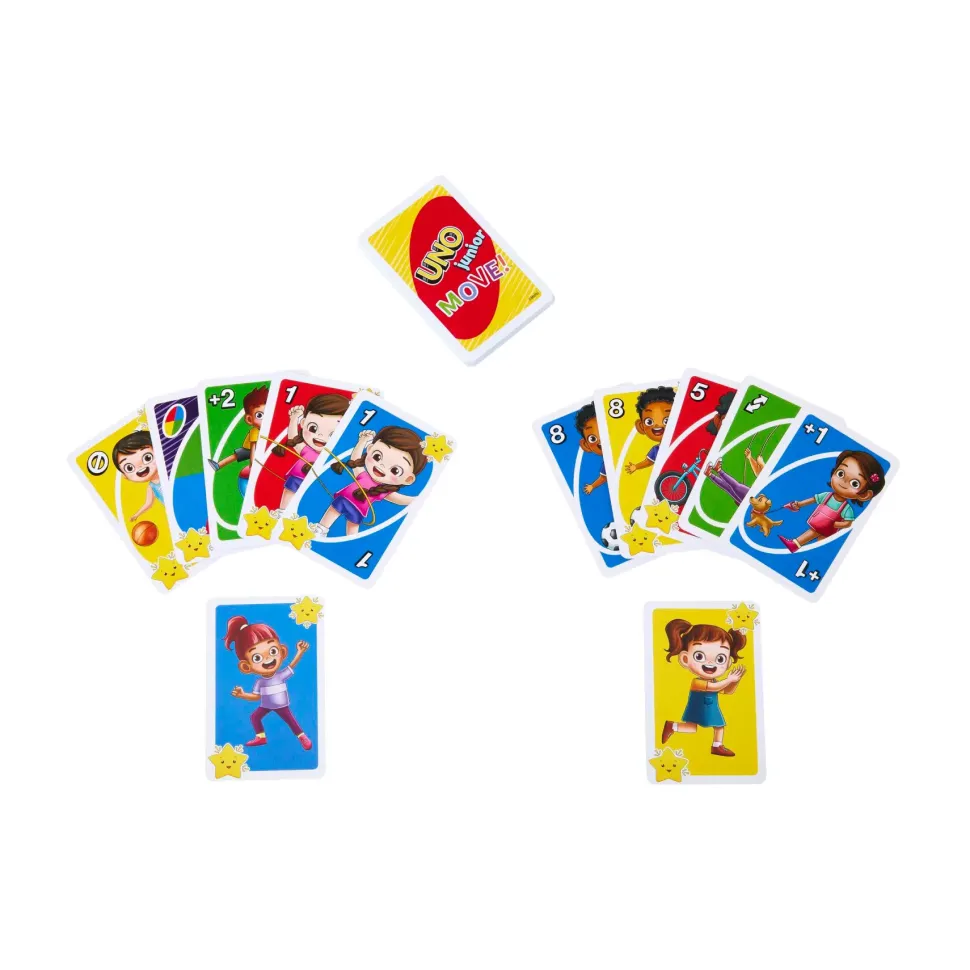 Mattel Games Uno Junior Move!, Gioco Di Carte Per Bambini Per Serate Di Gioco In Famiglia, Viaggi, Campeggi E Feste, Giocattolo Per Bambini 3+ Anni, Hnn03