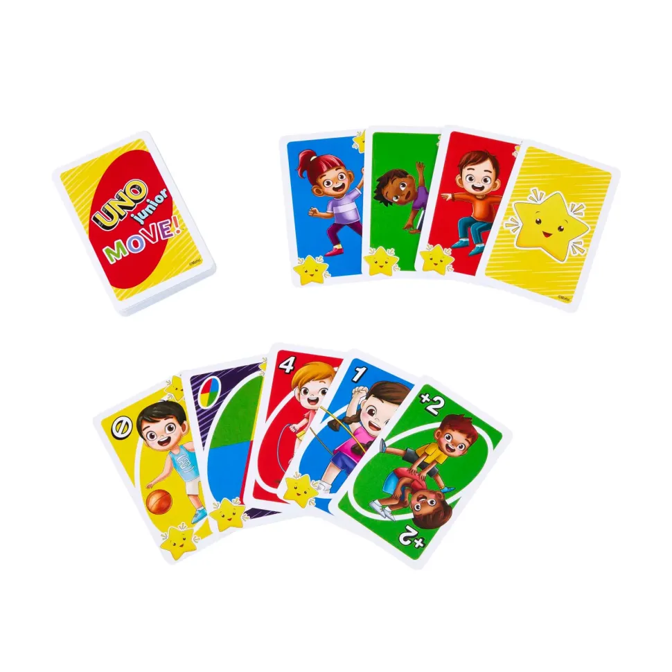 Mattel Games Uno Junior Move!, Gioco Di Carte Per Bambini Per Serate Di Gioco In Famiglia, Viaggi, Campeggi E Feste, Giocattolo Per Bambini 3+ Anni, Hnn03