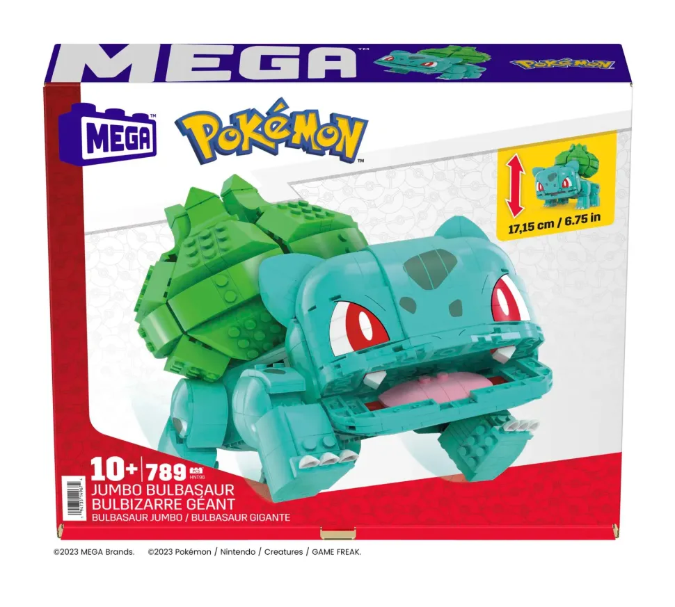 Mega Pokemon Bulbasaur Gigante, Set Da Costruzione Da 789 Pezzi, Personaggio Gigante Snodato Alto 18 Cm Da Collezione, 10+ Anni, Hnt96