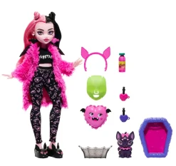 Monster High Draculaura Creepover Party, Bambola Con Outfit Dettagliato E Accessori Per Il Pigiama Party, Cucciolo Di Pipistrello Conte Fabulous Incluso