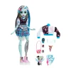 Monster High Frankie, Bambola Snodata Alla Moda, Dai Capelli Con Ciocche Blu E Nere, Con Accessori E Cucciolo, Giocattolo Per Bambini, 4+ Anni, Hhk53